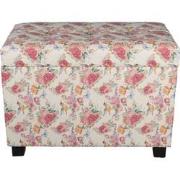 Clayre & Eef Poef  60x36x43 cm Roze Hout Textiel Rechthoek Hocker
