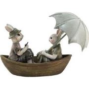 Clayre & Eef Beeld Konijn 14x10x12 cm Groen Bruin Polyresin Woonaccess...