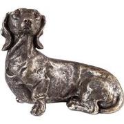 Clayre & Eef Decoratie beeld hond Hond 23 cm Zilverkleurig Polyresin W...