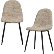 WOOOD Marije Eetkamerstoel - Chenille - Naturel - Set van 2