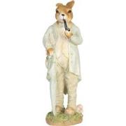 Clayre & Eef Decoratie Beeld Konijn 33 cm Beige Kunststof