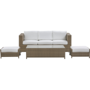 Beliani BELLUNO - Loungeset-Wit-PE rotan