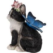 Clayre & Eef Beeld Kat 12x10x15 cm Zwart Wit Polyresin Woonaccessoires