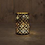 Cylinder Glass Baroque Black/Gold 10X15Cm / 8Led Warm W
