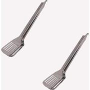 Dubbele grijze roestvrijstalen spatel 36,5 cm x 7,8 cm - Set van 2