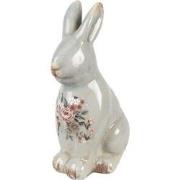 Clayre & Eef Decoratie Beeld Konijn 27 cm Grijs Keramiek