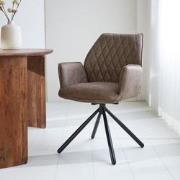 Industriële Draaibare Eetkamerstoel Stof Taupe Novan – 180° Draaibaar
