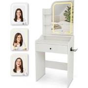 Kaptafel met Spiegel en LED verlichting - 62x39x149.5cm - Wit - Ingebo...