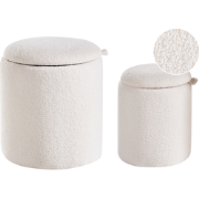 Beliani BEREA - Poef-Wit-Bouclé