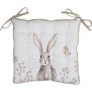 Clayre & Eef Stoelkussen Foam  40x40 cm Wit Bruin Katoen Vierkant Koni...