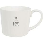Clayre & Eef Mok  275 ml Wit Keramiek Hart LOVE Drinkbeker