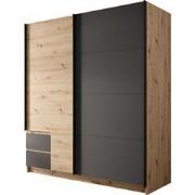 Meubella Kledingkast Ulan - Eiken - Grijs - 181 cm