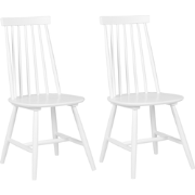 Beliani BURBANK - Eetkamerstoel-Wit-Rubberhout