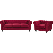 Beliani CHESTERFIELD - Chesterfield bank-Rood-Fluweel