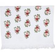 Clayre & Eef Gastendoekje  40x66 cm Wit Groen Katoen Rozen Toilet hand...