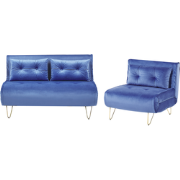 Beliani VESTFOLD - Driezitsbank-Blauw-Fluweel