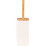 Clayre & Eef WC Borstel  9x9x34 cm Wit Bruin Keramiek Vierkant