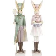 Clayre & Eef Beeld Konijn 11x10x43 / 11x10x43 cm Groen Roze Polyresin ...