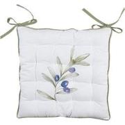 Clayre & Eef Stoelkussen Foam  40x40x4 cm Wit Katoen Olijven