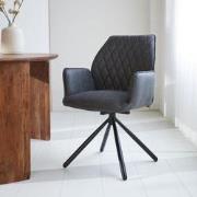 Industriële Draaibare Eetkamerstoel Antraciet Stof Novan – 180° Draaib...