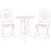 Clayre & Eef Bistroset Bistrotafel Bistrostoel 3-delig  Ø 60x70 Wit Ij...