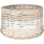 Clayre & Eef Lampenkap  Ø 45x27 cm Bruin Wit Rotan Rond Rieten Lampenk...