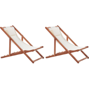Beliani AVELLINO - Tuinligstoel-Wit-Polyester, Acaciahout