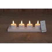 Set 4 St 3D Wick Inductive Rechargeable White Tealight