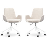 Nout-Eef bureaustoel bouclé beige - wit onderstel - set van 2