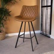 Industriële barkruk Juno Cognac Kunstleer - Zithoogte 70 cm - Zonder A...
