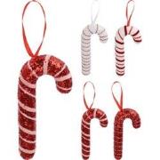 Zuurstok 20 cm hangdeco 4ass kerstversiering