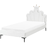 Beliani RUBIAN - Eenpersoonsbed-Wit-Fluweel