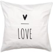 Clayre & Eef Kussenhoes 45x45 cm Wit Polyester Vierkant Hart LOVE