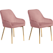 Beliani LOVERNA - Eetkamerstoel-Roze-Fluweel