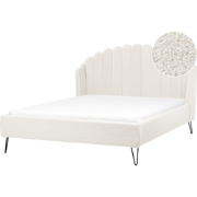 Beliani AMBILLOU - Tweepersoonsbed-Wit-Bouclé
