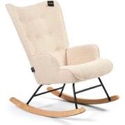 Aemely® Schommelstoel 'Mama' - Beige Teddy, Blank Hout