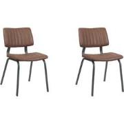 LABEL51 Eetkamerstoel Gusto - Bruin - PU-Leder - set van 2