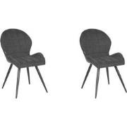 LABEL51 Eetkamerstoel Sil - Antraciet - Weave - set van 2