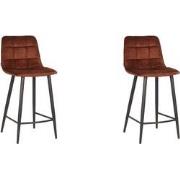 LABEL51 Barkruk Jelt - Rust - Velours - set van 2