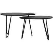 LABEL51 Salontafel Set Frisk 68x43x44 cm - Zwart - Mangohout