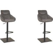 LABEL51 Barkruk Beauty - Antraciet - Cosmo - 58.5x52x88 cm - set van 2