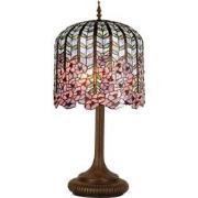 LumiLamp Tiffany Tafellamp  Ø 40x84 cm Blauw Roze Glas Rechthoek Bloem...