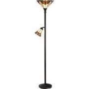 LumiLamp Tiffany Vloerlamp  Ø 30x178 cm Beige Rood Metaal Glas Staande...