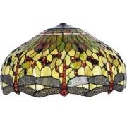 LumiLamp Lampenkap Tiffany  Ø 51x30 cm Groen Rood Glas Libelle Glazen ...