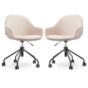 Nout-Mae bureaustoel beige - zwart onderstel - set van 2