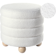 Beliani CHILLY - Poef-Wit-Bouclé