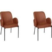 LABEL51 - Eetkamerstoel Jari - 55x60x86cm - Cognac - set van 2