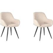 LABEL51 - Eetkamerstoel Fender - Naturel - Boucle - 59x57x87 cm - set ...