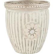 Clayre & Eef Theelichthouder Bloem Ø 7x8 cm Wit Zilverkleurig Glas Met...