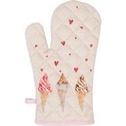 Clayre & Eef Ovenwant  18x30 cm Beige Roze Katoen Ijsjes Ovenhandschoe...